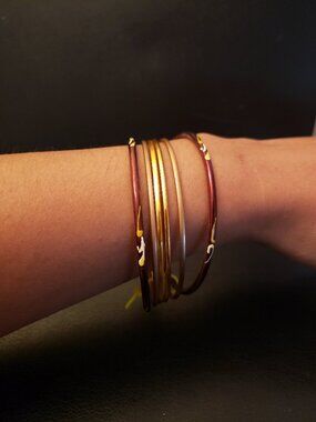 Brown & Gold Flor Etched Bangles